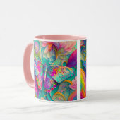 Kleurrijke psychedelische vlinder en bloemen mok (Voorkant links)