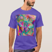 Kleurrijke psychedelische vlinder en bloemen t-shirt (Voorkant)