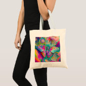 Kleurrijke psychedelische vlinder en bloemen tote bag (Voorkant (product))