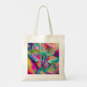 Kleurrijke psychedelische vlinder en bloemen tote bag (Achterkant)