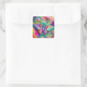 Kleurrijke psychedelische vlinder en bloemen vierkante sticker (Tas)