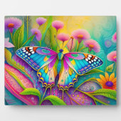 Kleurrijke psychedelische vlinder en wilde bloemen fotoplaat (Voorkant)