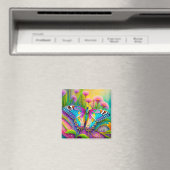 Kleurrijke psychedelische vlinder en wilde bloemen magneet (Insitu (Vaatwasser))