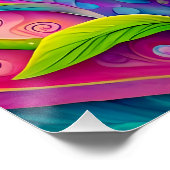 Kleurrijke psychedelische vlinder en wilde bloemen perfect poster (Hoek)