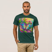 Kleurrijke psychedelische vlinder en wilde bloemen t-shirt (Voorkant volledig)
