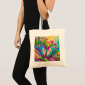 Kleurrijke psychedelische vlinder en wilde bloemen tote bag (Voorkant (product))