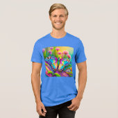 Kleurrijke psychedelische vlinder en wilde bloemen Tri-Blend shirt (Voorkant volledig)
