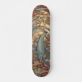 Kleurrijke psychedelische walvis van het zee persoonlijk skateboard