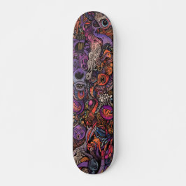 Kleurrijke psychedelische wezens persoonlijk skateboard