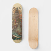 Kleurrijke psychedelische zeeen en vuurtoren persoonlijk skateboard (Voorkant)