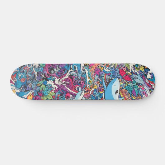 Kleurrijke psychedelische zeeen persoonlijk skateboard (Horizontaal)