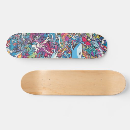 Kleurrijke psychedelische zeeen persoonlijk skateboard (Horizontaal)