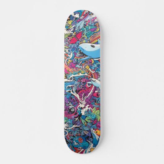 Kleurrijke psychedelische zeeen persoonlijk skateboard (Voorkant)