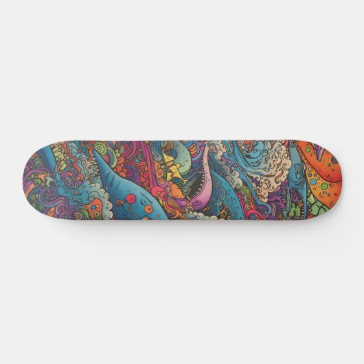Kleurrijke psychedelische zeeen persoonlijk skateboard (Horizontaal)