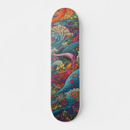 Kleurrijke psychedelische zeeen persoonlijk skateboard
