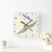 Kleurrijke Pterodactyl Prehistorische Dinosaur Kin Vierkante Klok (Huis)