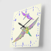 Kleurrijke Pterodactyl Prehistorische Dinosaur Kin Vierkante Klok (Hoek)