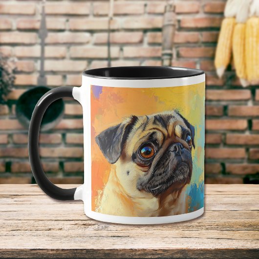 Kleurrijke Pug Dog impressionistische verf Mok