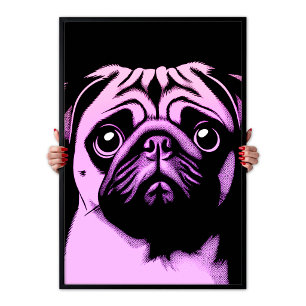 Kleurrijke Pug Hond Pop Art Moderne Chic Leuke Est Poster