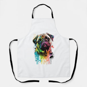 Kleurrijke Pug Pop Art Pap Mam Hondenliefhebber Schort