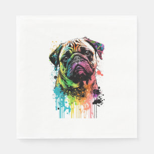 Kleurrijke Pug Pop Art Pap Mam Hondenliefhebber Servet