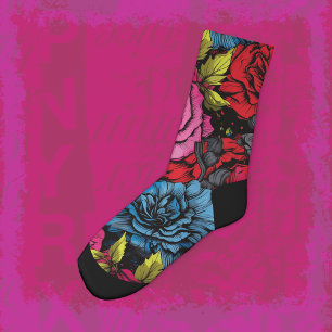 Kleurrijke Punk Bloemen Bloeien Sokken