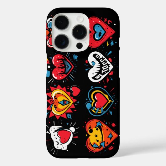 Kleurrijke punk stijl harten Case-Mate iPhone case (Achterkant)