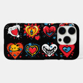 Kleurrijke punk stijl harten Case-Mate iPhone case (Achterkant (horizontaal))