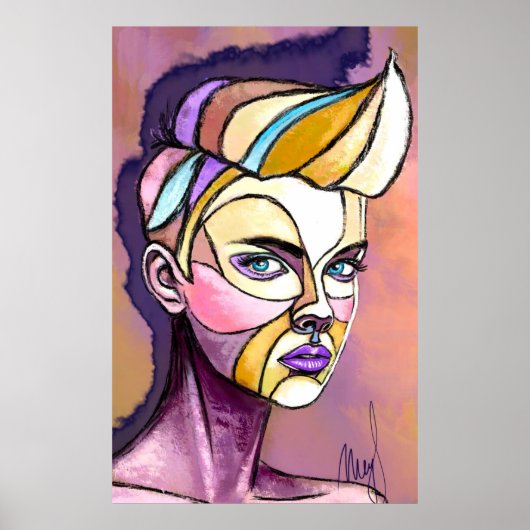 Kleurrijke Punk Vrouw Poster (Voorkant)