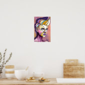 Kleurrijke Punk Vrouw Poster (Keuken)