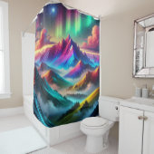 Kleurrijke puntige bergen douchegordijn (In situ)