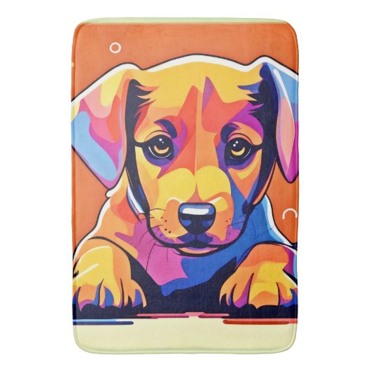 Kleurrijke Puppy Kunst Badmat (Voorkant Verticaal)