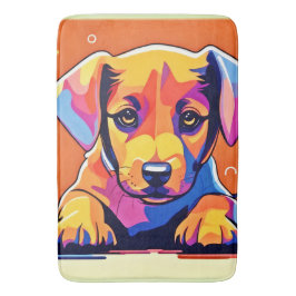 Kleurrijke puppy kunstwerk badmat
