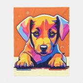 Kleurrijke puppy kunstwerk fleece deken (Voorkant)