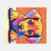 Kleurrijke puppy kunstwerk fleece deken (Voorkant (Horizontaal))