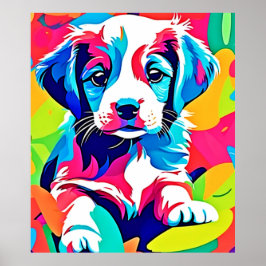 Kleurrijke puppy kunstwerk poster