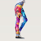 Kleurrijke Puppy Pair Art Leggings (Rechts)