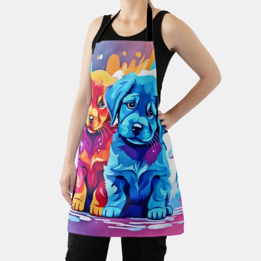 Kleurrijke Puppy Pair Art Schort (Insitu)