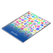 Kleurrijke Puppy Paw Patroon Aangepaste Naam Notitieboek (Linkerzijde)