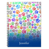 Kleurrijke Puppy Paw Patroon Aangepaste Naam Notitieboek (Voorkant)