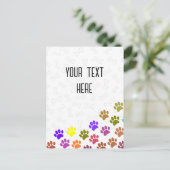 Kleurrijke Puppy Paw Prints en Botten Aangepaste t Briefkaart (Staand voorkant)
