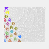 Kleurrijke Puppy Paw Prints en Botten Lichtgrijs Fleece Deken (Voorkant (Horizontaal))