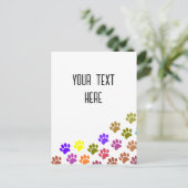 Kleurrijke Puppy Paw Prints met aangepaste tekst Briefkaart (Staand voorkant)