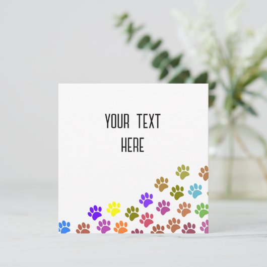 Kleurrijke Puppy Paw Prints met aangepaste tekst Kaart (Staand voorkant)