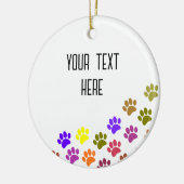 Kleurrijke Puppy Paw Prints met aangepaste tekst Keramisch Ornament (Links)