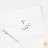 Kleurrijke Puppy Paw Prints met aangepaste tekst Ronde Sticker (Envelop)
