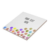 Kleurrijke Puppy Paw Prints met aangepaste tekst Tegeltje (Zijkant)