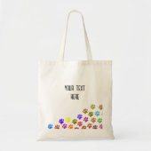 Kleurrijke Puppy Paw Prints met aangepaste tekst Tote Bag (Voorkant)