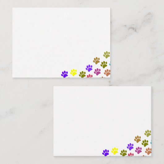 Kleurrijke Puppy Paw Prints Notitiekaartje (Voorkant / Achterkant)