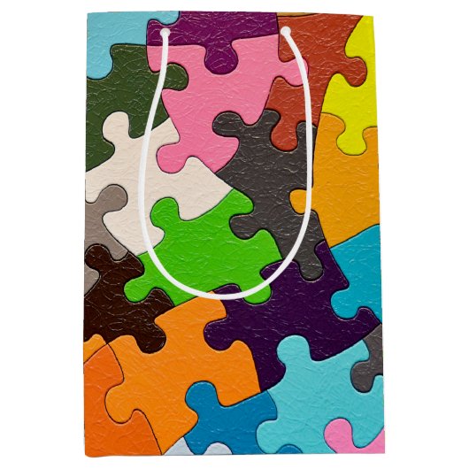 Kleurrijke puzzel medium cadeauzakje (Voorkant)